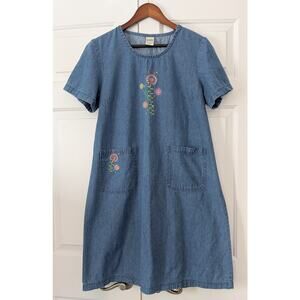 Blair Vintage Embroidered Floral Denim House Dress